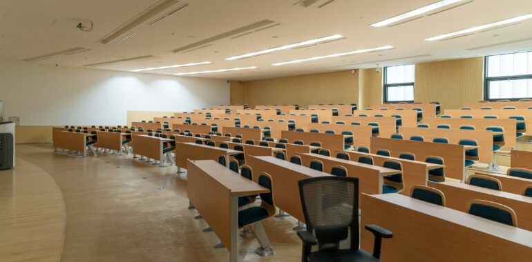 An empty study hall in a campus offering sociology degree in Arizona