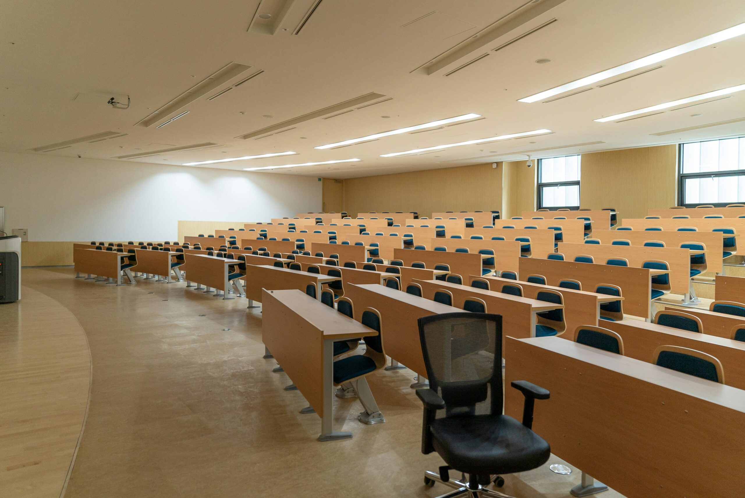 An empty study hall in a campus offering sociology degree in Arizona