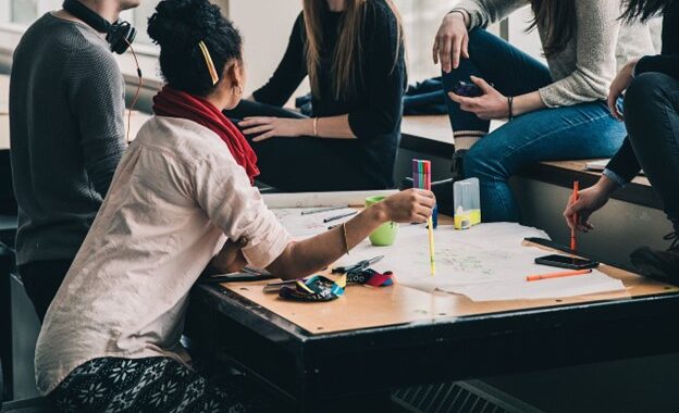 Employees in a meeting