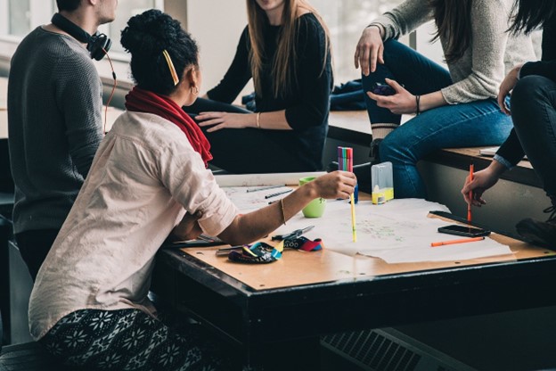 Employees in a meeting