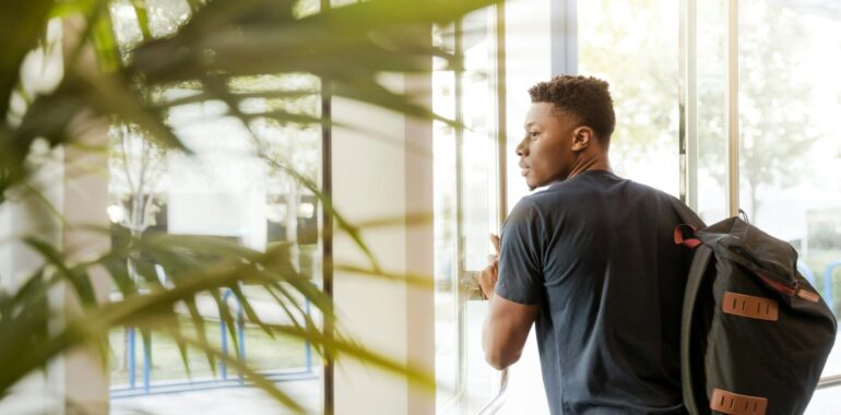 Student attending class to earn a bachelor’s degree in human resources.