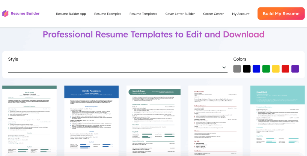 resume template from resumebuilder.com 